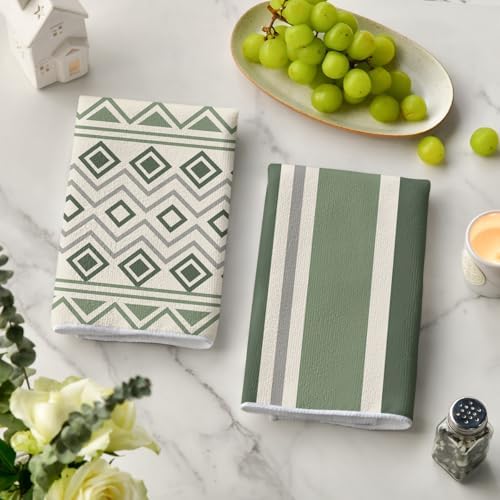 Artoid Mode Light Green Stripes Home Sweet Home Boho Spring Kitchen Towels Dish - Image 3