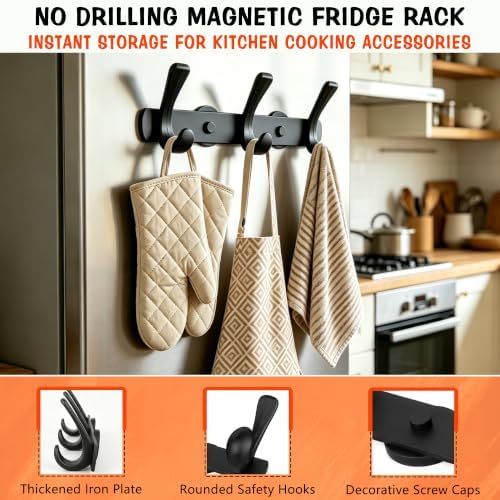 ULIBERMAGNET Strong Magnetic Double Hooks Rack, Heavy Duty Coat Magnetic Rack - Image 5