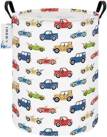 Round Collapsible Cartoon Car Laundry Hamper by ONOEV