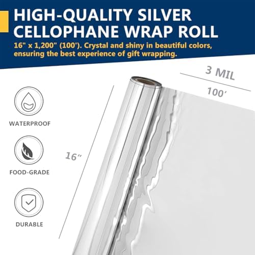 PerkHomy Clear Cellophane Wrap Roll 16" 3 Mil Thick Cellophane - Image 2