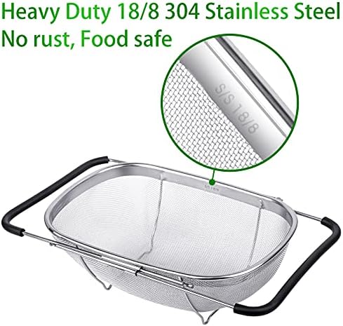 Tiawudi 6-Quart Large Over The Sink Colander, Heavy Duty 40% Thicker 18/8 - Image 3