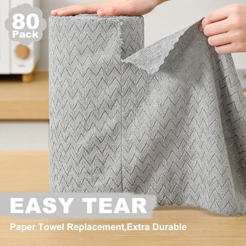 80 Pack Microfiber Cleaning Cloth Roll Reusable Paper Towels 12"x12" Tear Away - Image 3
