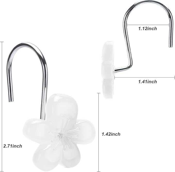 Cute Flower Shower Curtain Hooks, Glow in The Dark, Pretty Floral Themed - Image 4