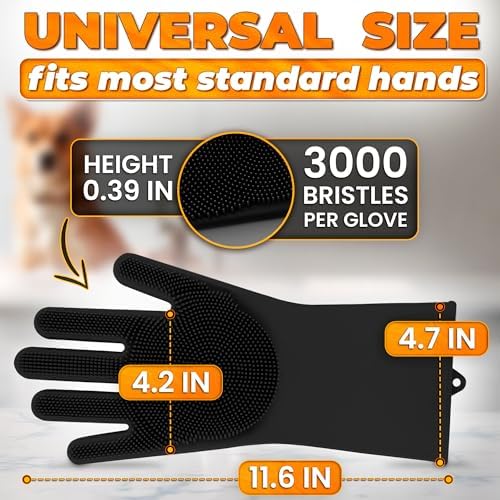 Cat and Dog Washing Gloves, 1 Pair, 11.6 in, Soft Silicone - Image 2