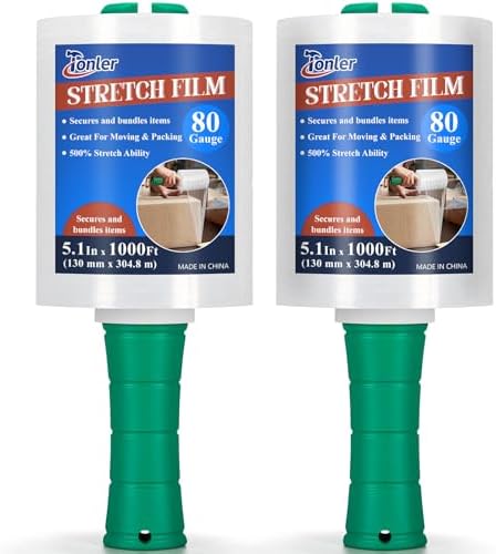 Mini Clear Stretch Wrap Film 5.1" x 1000ft 2 Pack 80 Gauge Heavy Duty by Unknown