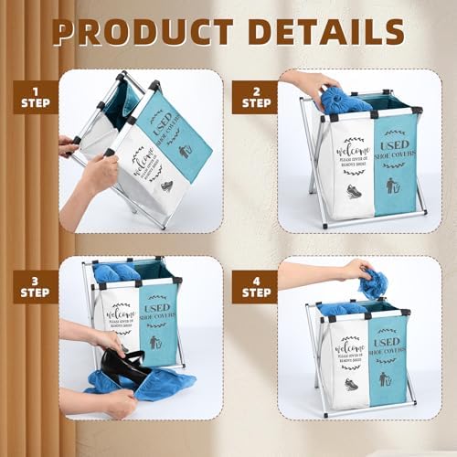 Wonderjune Foldable Disposable Shoe Cover Box Dispenser, Light Blue - Image 3