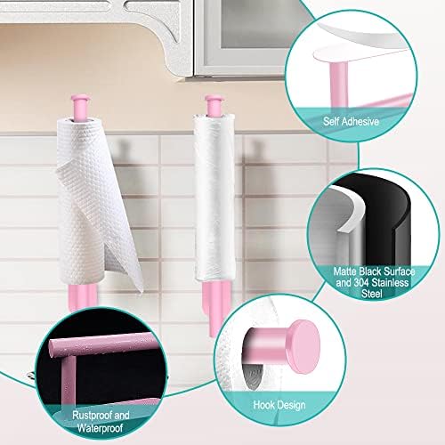 MGahyi Pink Paper Towel Holder Under Cabinet Wall Mount - Image 3