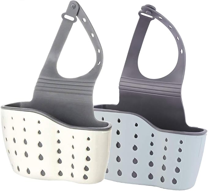 Kitchen Sink Caddy Sponge Holder Silicone Plastic Soap Holder Hanging Ajustable by EC+ELEGANTCHAM