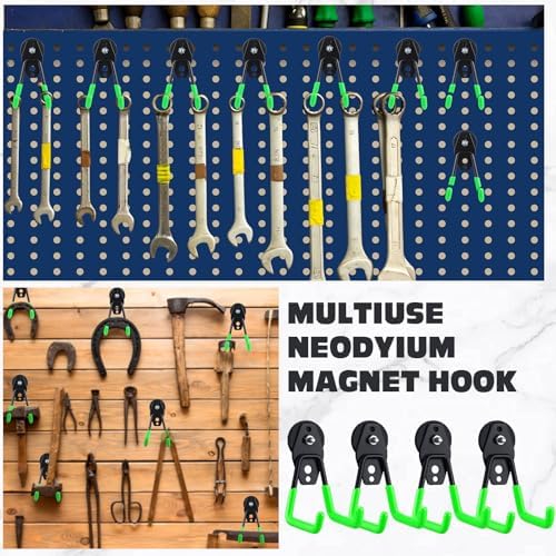 Landhoow 6 Pcs Large Magnetic Hooks Heavy Duty Garage Magnet Hooks Strong - Image 5