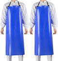 Chemical Resistant Vinyl Apron - Blue Plus Size Unisex PVC Aprons for Dishwashing,Dog Grooming,Gardening,Fish Cleaning,Lab Work（2 Pack）