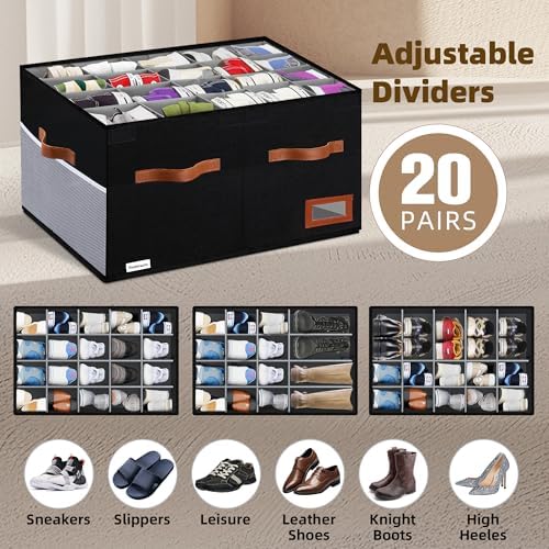 Supowin Large Shoe Organizer for Closet, Foldable Shoe Storage Bin - Image 4