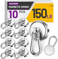 Magnetic Hooks 150 lbs Magnet Hooks Heavy Duty, 10 Pack Silver by Unknown