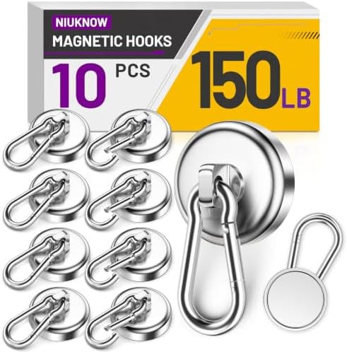 Magnetic Hooks 150 lbs Magnet Hooks Heavy Duty, 10 Pack Silver by Unknown