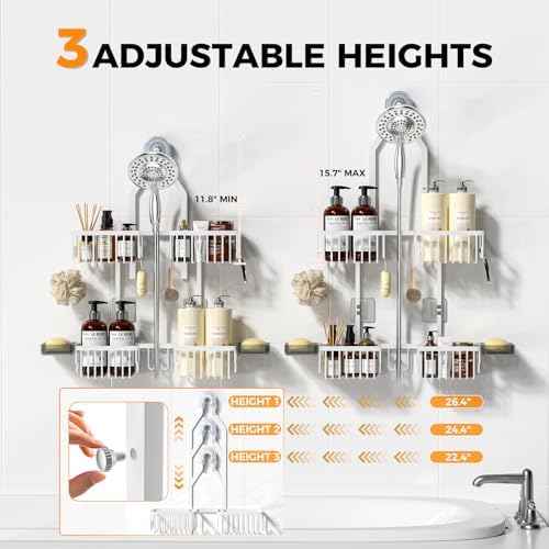 Adjustable Aluminum Shower Caddy Hanging - Image 2
