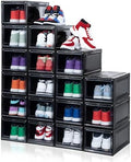 MMBABY 12 Pack Acrylic Black Shoe Boxes– Ultra Plastic Stackable Sneaker Storage by MMBABY