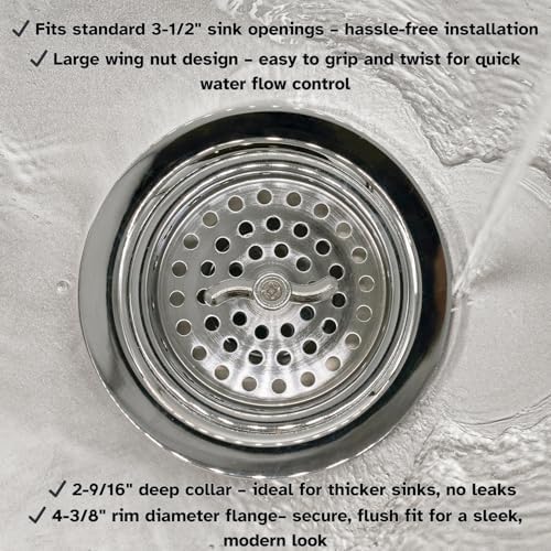 Westbrass A213-05 3-1/2" Wing Nut Twist Style Large Kitchen Sink Basket Strainer - Image 5