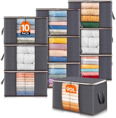 Lifewit 10 Pack 90L Clothes Storage Bins by Lifewit