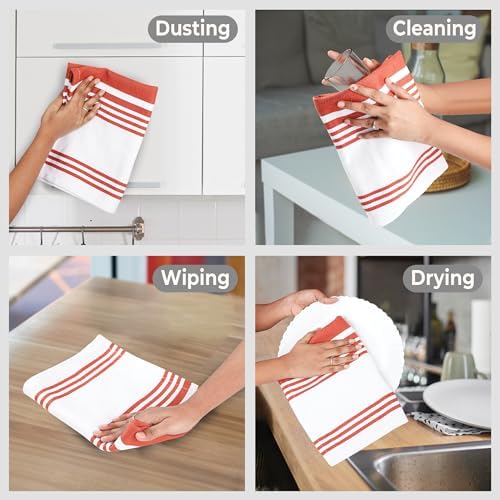 Urban Villa Kitchen Towels Cotton Dish Towels 20”x30” Rust White - Image 3