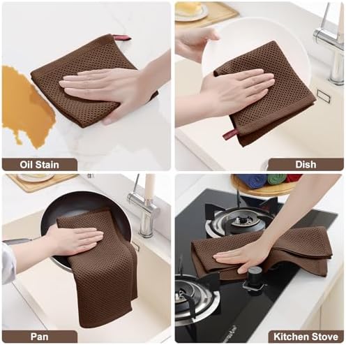 Homaxy 8 Pack 100% Cotton Kitchen Towels and Dishcloths Set - Image 5