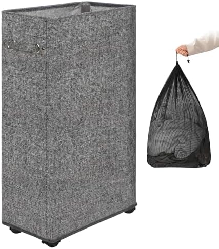 DOKEHOM 29" Enlarged Slim Rolling Laundry Basket Hamper on Wheels by DOKEHOM