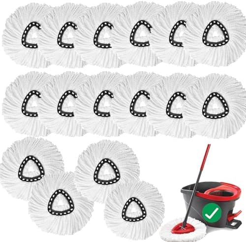 16PCS Spin Mop Replacement, 100% Microfiber, Machine Washable, 360° Rotation by XHAMXE