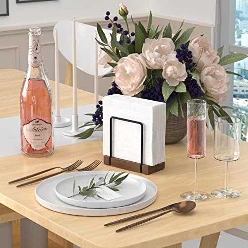 Wican Napkin Holder for Table, Bamboo Iron Standing Napkin Dispenser - Image 2