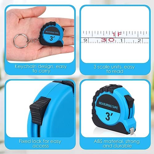 Kanayu 100 Pcs Mini Tape Measure Keychains 3 ft Small Retractable Measuring - Image 3