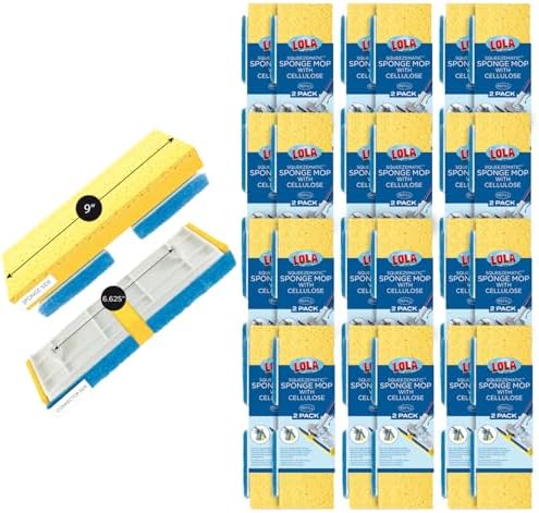 LOLA Cellulose SqueezeMatic Butterfly Sponge Mop Refill, 12 Pack, Floor Cleaning by LolaProducts