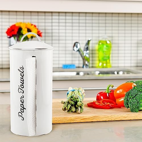 AuldHome Design Farmhouse Paper Towel Holder; Rustic Enamelware Countertop - Image 4