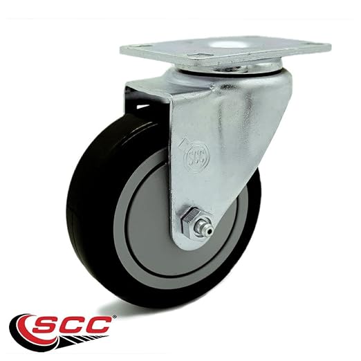 Service Caster Brand Replacement Caster for Uline Caster H-5539S-Swivel Top Plate Caster with 4 Inch Black Polyurethane Wheel-Light Duty Replacement Caster-Fits Cart, Dollies and Poly Box Truck H-1956