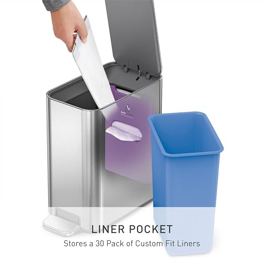 simplehuman Slim Step Can, 5L / 1.3 Gallon Compact Bathroom Trash Can, Liner - Image 3