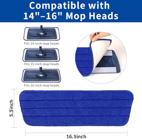 16.5" Microfiber Mop Pads Refills, 4 Pack Reusable Replacement Heads​​ - Image 2