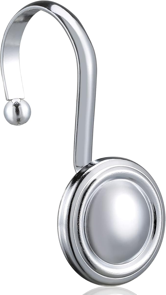CHICTIE Chrome Shower Curtain Hooks Rings, Decorative Silver Shower Hook by CHICTIE