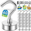60 Pack Magnetic Hooks for Cruise Cabins 30lbs Heavy Duty Magnet by MUKFIRM