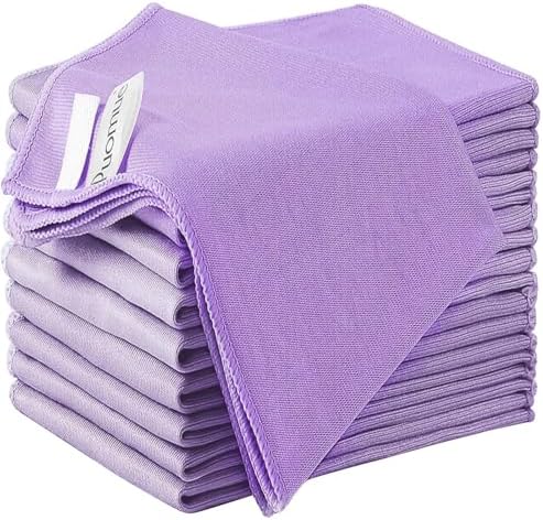 Puomue 12 Pack Microfiber Glass Cleaning Cloth, 10.8 Inch x 13.8 Inch, Lint by Puomue