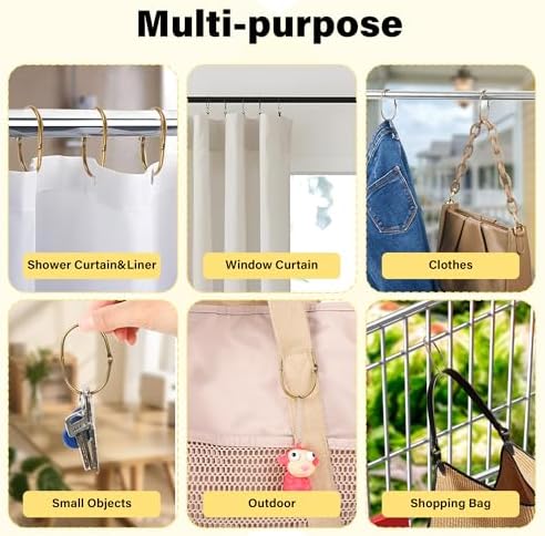 20Pcs Shower Curtain Hooks, Metal Oval Shower Curtain Hooks Roman Rings - Image 6