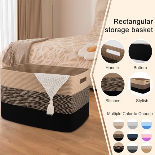 OIAHOMY 108L Extra Large Blanket Basket Dog Toy Basket Yellow and Black - Image 4