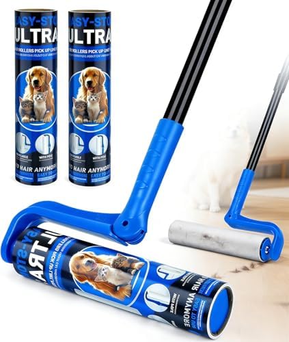 10" Large Lint Roller for Pet Hair Extra Sticky, Floor Lint Rollers Long Handle by VOUBIEN