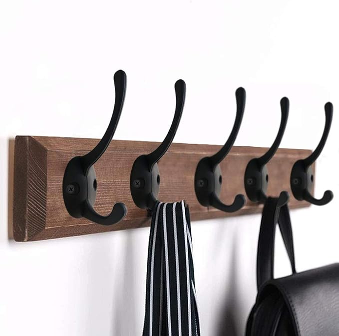 IBosins 12 Pack Black Double Coat Hooks Wall Mounted - Image 4