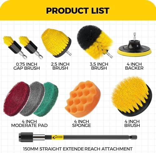 Holikme 11 Piece Drill Brush Attachment Set Scouring Pads Power Scrubber Brush - Image 6