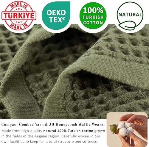 PÜSKÜL Natural 100% Turkish Cotton Waffle Bath Towels Set of 2, Extra-Large - Image 3