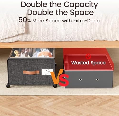 Yecaye 95L Under Bed Storage Containers, Fits 11" Under Bed, 2 Pack - Image 4