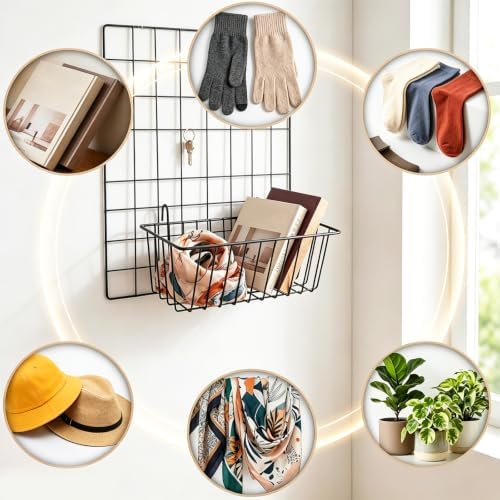 10 PCS Wire Baskets Wall Grid Panel Hanging Wire Basket Hanging Wall Baskets No - Image 6