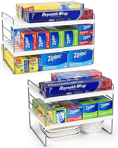 2 Pack Expandable Kitchen Wrap Organizer Rack, Height & Width Adjustable by HomeKitchen