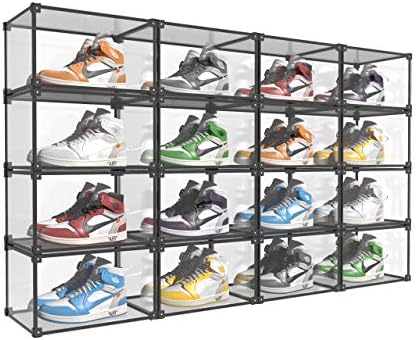 Transparent Plastic Storage Clear Shoe Display Case Box Organizer by KOKOIN