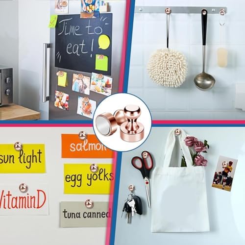 LOVIMAG Fridge Magnets 18Pcs for Refrigerator Whiteboard, Rose Gold - Image 2