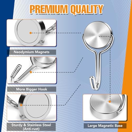 TRYMAG Magnetic Hooks for Cruise Cabins, 60LBS Heavy Duty, 6 Pack - Image 5