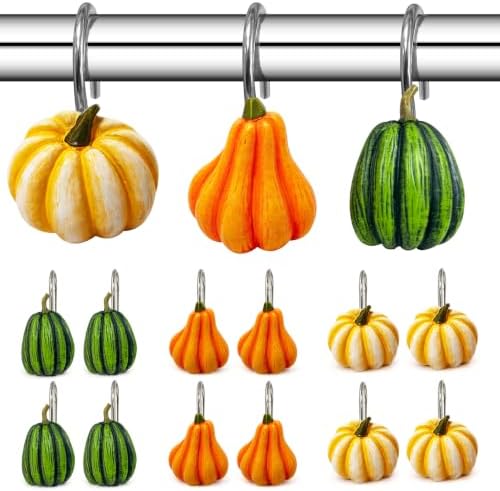 Pumpkin Shower Curtain Hooks Set of 12, Resin Halloween Fall Decor by Unknown