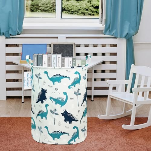 Round Laundry Basket Collapsible Storage Hamper Organizer Full Dinosaur - Image 6