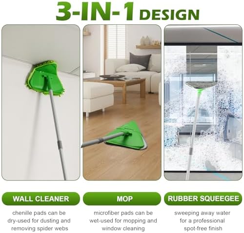 RONSUNG Wall Cleaner Mop, 82-Inch Handle, Baseboard Cleaner Tool, 4 Pads - Image 2